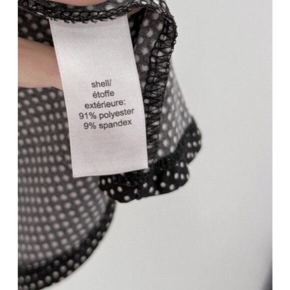 Maurices Black & White Polka Dot Peplum Peekaboo Back Blouse Sz L Preppy‎ Event - Picture 5 of 8